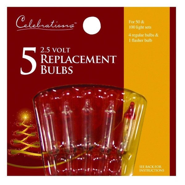 Celebrations Mini Clear/Warm White 5 ct Replacement Christmas Light Bulbs 1115-2-71